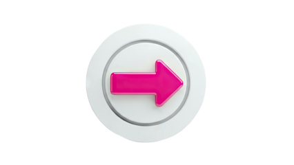 3D Pink Arrow Icon on White Background