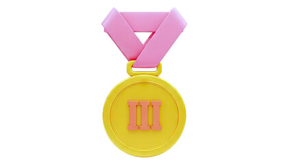 3D Rendered Bronze Medal with Pink Ribbon