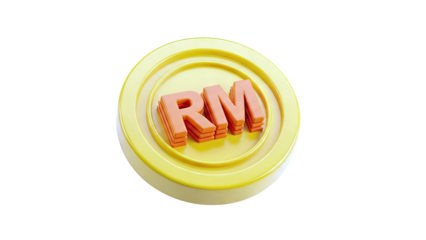 3D Rendered Coin with 'RM' Symbol