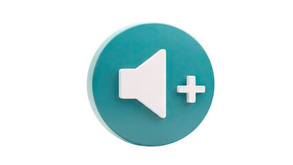 3D Icon: Speaker Volume Up with Plus Sign