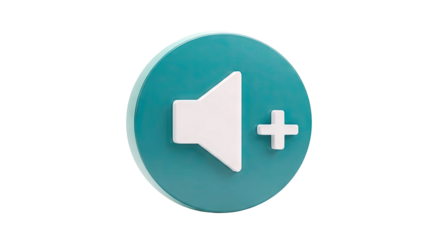 3D Icon: Speaker Volume Up with Plus Sign
