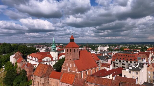 Beautiful architecture of Grudziadz with granaries at Wisla river, Poland