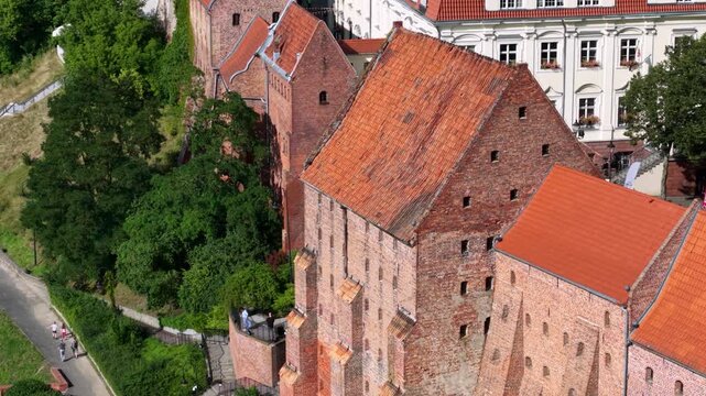Beautiful architecture of Grudziadz with granaries at Wisla river, Poland