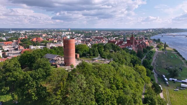 Beautiful architecture of Grudziadz with granaries at Wisla river, Poland