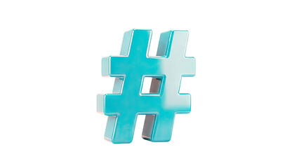 3D Cyan Hashtag Symbol