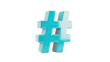 3D Cyan Hashtag Symbol