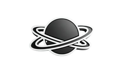 Abstract Atom Symbol with Black and White Rings