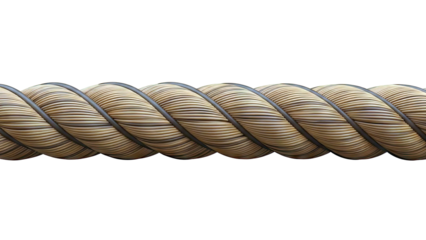 Close-up of a twisted brown rope with dark brown banding