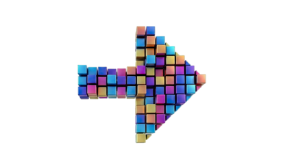 3D Arrow Made of Colorful Cubes