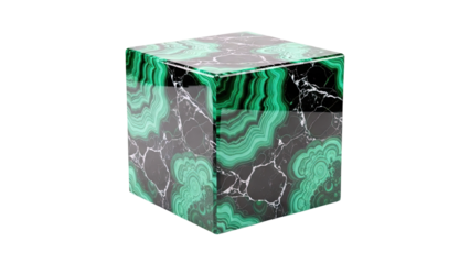 Cube Stool with Malachite Pattern