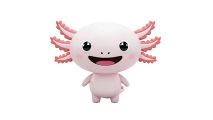 Cute Pink Axolotl Cartoon Character