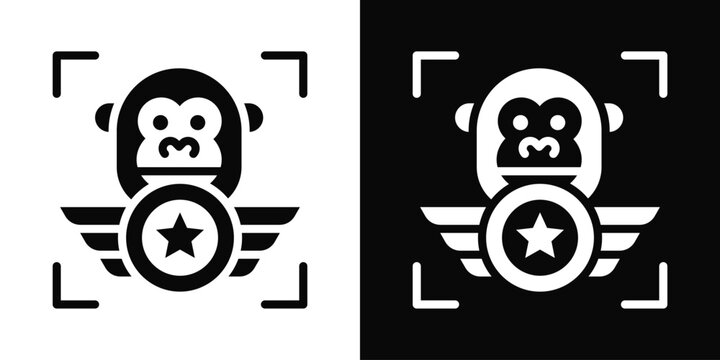 Guerrilla Icon White And Black Background Style