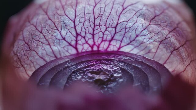 Macro Shot of Red Onion Interior Unveiling Concentric Layers