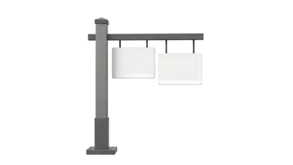 Dual blank signpost on a white background