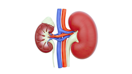 Anatomical Illustration of Human Kidneys with Blood Vessels
