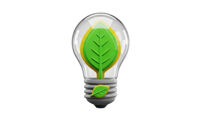 Eco-friendly light bulb with green leaves