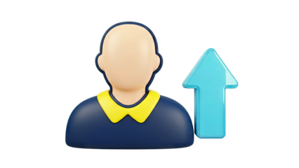 3D Icon of Person with Upward Arrow