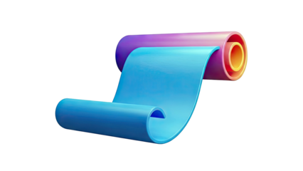 Abstract Rolls of Material with Gradient Colors