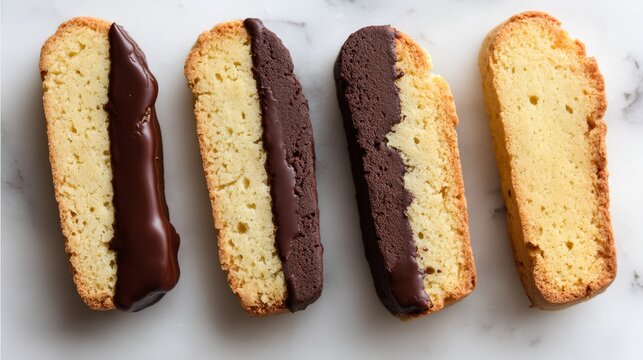 A delicious snack of gourmet cookies and crackers with sesame seeds served on a white plate isolated on a background for a sweet bakery breakfast