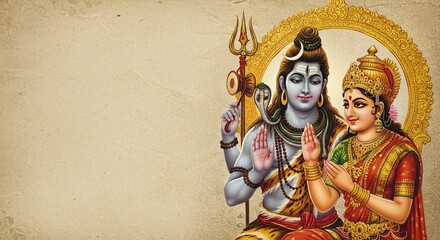 Obraz premium Lord Shiva Parvati Divine Art – Hindu Gods Goddesses Wall Decor for Peaceful Meditation Space