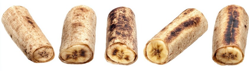 Healthy fresh baked bread and sweet pastry rolls artfully arranged into a tasty word made of brown wood isolated on white for a delicious breakfast meal