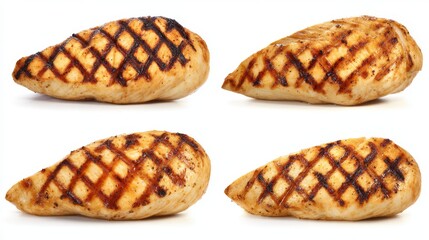 A collection of isolated brown chocolate cookies and seashells set on a white background creating a summer beach snack dessert group with a conch and baked bread