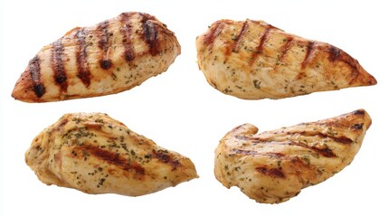 Tasty grilled chicken breast and crispy fried or grilled wings served as a delicious gourmet poultry dish for a fresh cooked lunch or dinner meal
