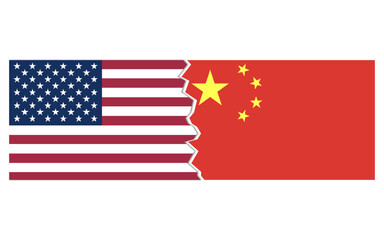 USA china conflict concept stock image, USA china breakup, usa china map break