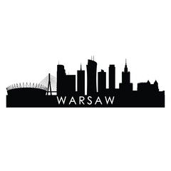 warsaw city skyline silhouette with bridge and buildings