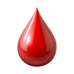 Obraz premium 3D Red Blood Drop Illustration Isolated on White Background – Medical, Health and Donation Concept