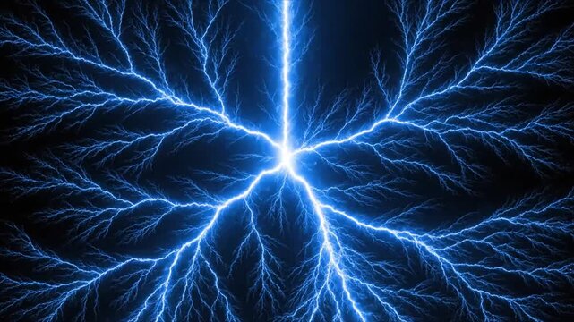 Electrical Discharge Growth Animation in a Dark Void, Perfect for Visual Effects, Overlays and