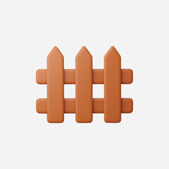 3d Realistic Wooden Fence icon vector Illustration