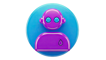3D Purple Avatar Icon with Blue Background