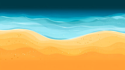 A serene beach scene featuring golden sand and gentle ocean waves, perfect for evoking relaxation and vacation vibes. Ideal for travel-themed projects.