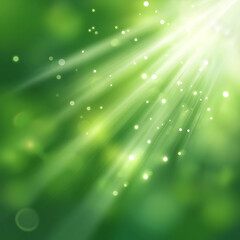 A serene display of green light rays shining through foliage, creating a tranquil and uplifting atmosphere, perfect for nature-themed projects.