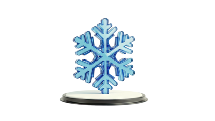 3D Blue Snowflake Decoration on White Base