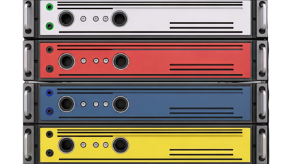 Stack of Colorful Server Rack Units