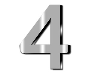 Fototapeta premium 3D Chrome Number 4 Luxury Ranking Symbol