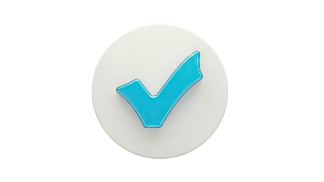 Blue Check Mark Icon on White Circle - Powered by Adobe
