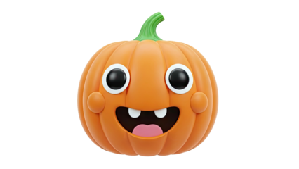 Cute Cartoon Pumpkin Character with Big Smile