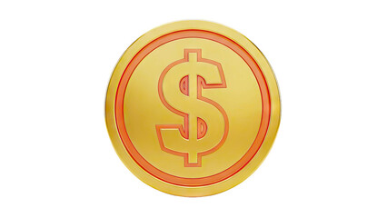 Fototapeta premium Golden Dollar Coin with 3D Effect
