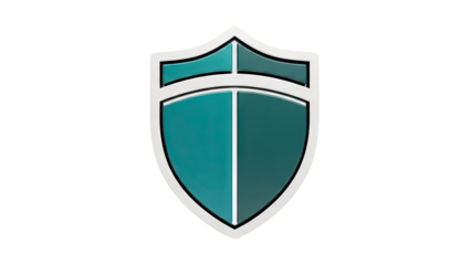 3D Teal and White Shield Emblem