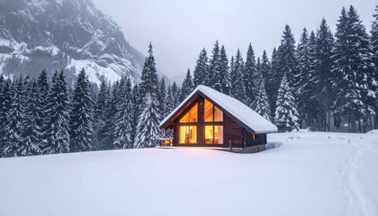 Cozy Cabin Retreat in a Snowy Winter Wonderland.