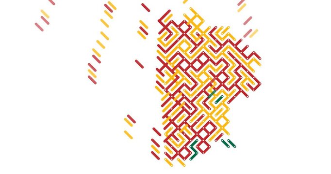 Abstract Sliding Bars Animation Forming and Exiting Lithuania Map