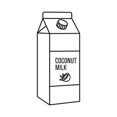 Coconut milk carton illustration black white