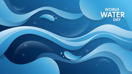 Abstract flowing water background illustration in blue tones, suitable for World Water Day themes and environmental campaigns.