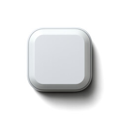 Minimal smart home sensor with flat white surface and rounded square shape. Wireless electronic device for environment monitoring or automation control. Isolated component for digital system