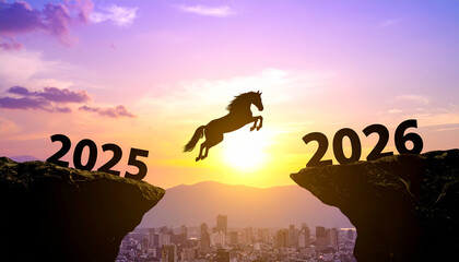 Horse leaps toward new year 2026 celebrating Chinese lunar year with hope and energy