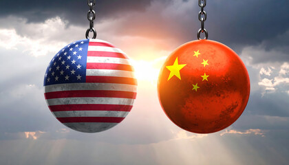 Trade war between China and USA impacts economy and business with tariffs, taxes, duties, and market conflict causing finance crisis and trade