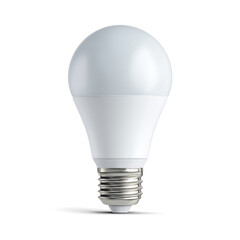 Smart LED light bulb with frosted dome and E27 screw base. Wireless lighting device in white housing for home automation and remote control. Isolated electronic component. PNG object for design